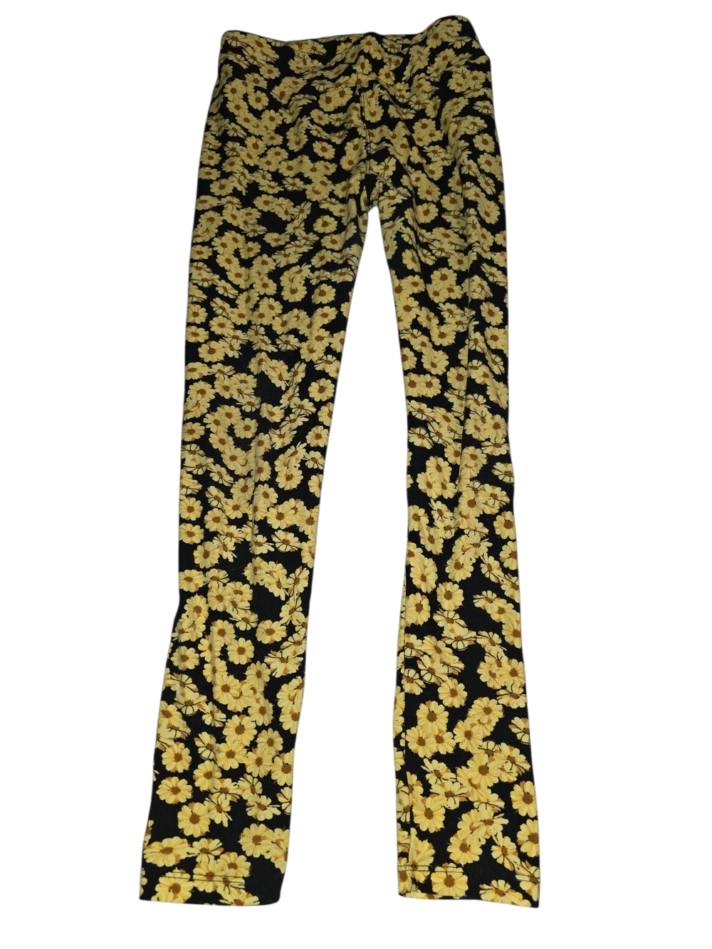 LuLaRoe Black and Yellow Floral Kids Leggings One Size Fits Most